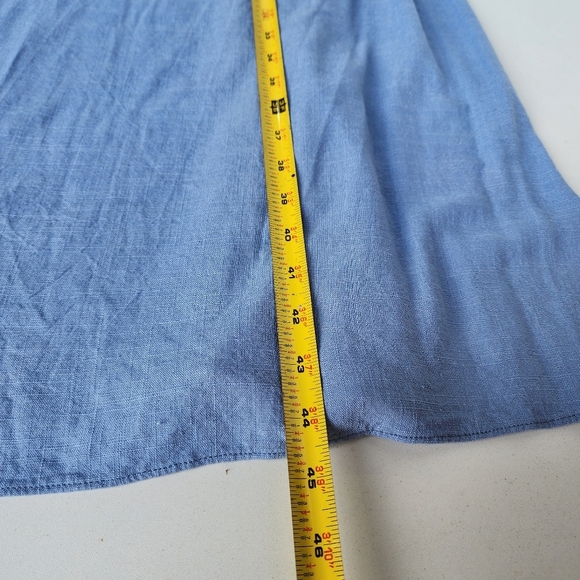 Labiz Blue Tie Neck Halter Linen Blend Maxi Long Dress Women's Cutout Sz S - Picture 14 of 16